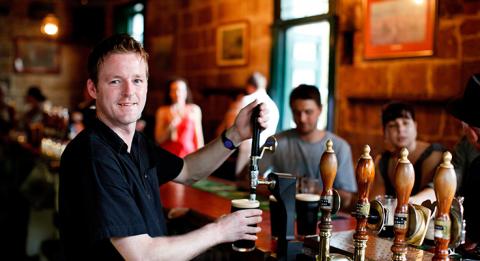 Bartender at the Hero of Waterloo bar in The Rocks Hero of Waterloo, The Rocks