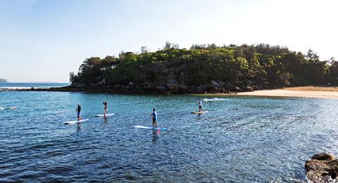 Stand up paddleboarding, Shelly Beach, Manly Stand up paddleboarding, Shelly Beach, Manly