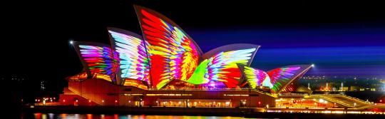 Sydney Opera House, Vivid Sydney 2018 Mathemagical illuminates the Sydney Opera House during Vivid Sydney 2018. Artist: Jonathan Zawada