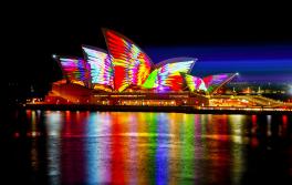 Sydney Opera House, Vivid Sydney Mathemagical illuminates the Sydney Opera House during Vivid Sydney 2018. Artist: Jonathan Zawada