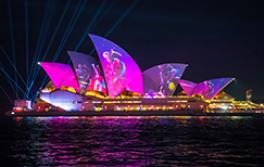 Vivid Sydney 2019 The Austral Flora Ballet light projection on the Sydney Opera House during Vivid Sydney 2019